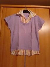 T-Shirt fliede-bunt mit Krageneinsatz Gr. L