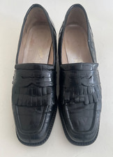 Mokassins Loafer Halbschuhe für Einlagen Echtleder Kroko schwarz - 39