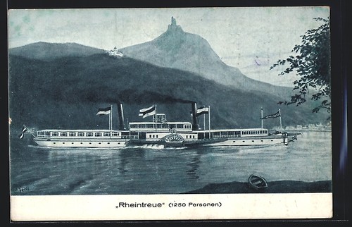 Ansichtskarte rheindampfer - ansichtskarte,