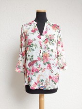 Weiße Blumen Basic Bluse von