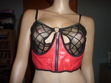 Neues BH - Set aus PU - Leder, Größe 85 B, Farbe Rot - Schwarz