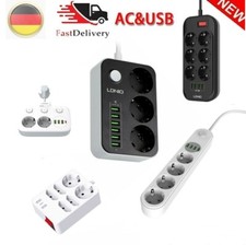 3/6fach Steckdosenleiste mit Schalter Mehrfachsteckdose USB Winkel Flachstecker