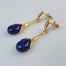 Blau bernstein Ohrringe