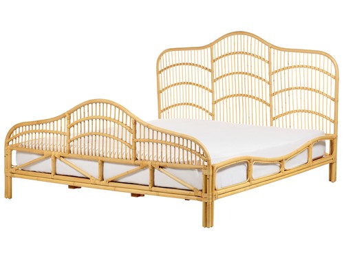 Bett rattan hellbraun mit - bett,