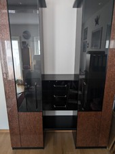 vitrinenschrank holz gebraucht, Schwarz/Bernstein mit Glaseinsatz
