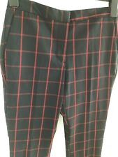 zara schmale 7/8 hose schwarz rot M karo business boho brit chic Edelpunk