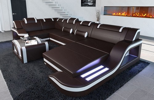 Leder sofa wohnlandschaft - leder, usb