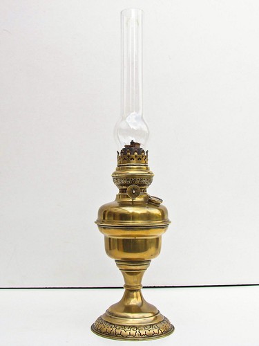 Antike messing petroleumlampe - ,