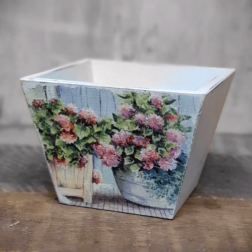 Vintage holzblumentopf 17 - holzblumentopf, x