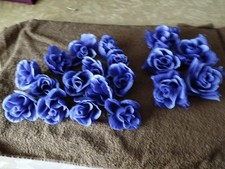 19x Rosen Köpfe Seidenblumen  Kunstblumen Künstliche Blumen Dunkel Blau