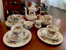 Royal Albert Moss Rose Kaffeeservice 6 Per. Porzellan Bone China 21tlg Top Zusta