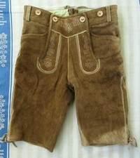 BESTICKTE BRAUNE LEDERHOSE - KRACHLEDERNE - BAVARIA - BW 39 - 42 cm - GR. 46