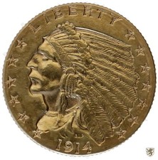 USA, 2 1/2 Dollars, 1914, Indian Head, KM 128, GOLD, vorzüglich