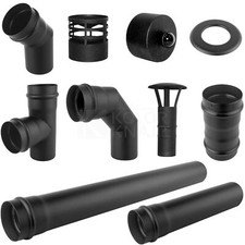 Pelletrohr DN 80mm Rauchrohr Pellet Ofenrohr Regenhaube Rosette Bogen Wandfutter