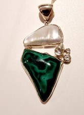 Starborn Anhänger 925ér Silber Malachit Mabeperle Topas Rarität TOP Geschenk