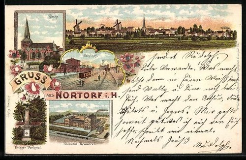Lithographie nortorf holsatia - lithographie, nortorf,