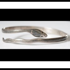Antiker Armreif / Armspange – Silber ? Schlange Nielo Ornamentik Asien Ägypten