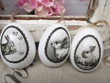 Osterei 3-Set Shabby weiß