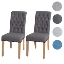 2er-Set Esszimmerstuhl HWC-O66, Küchenstuhl, Chesterfield Nieten Stoff/Textil
