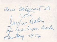 Josephine Baker - Blatt - original signiert "Hamburg 1957"