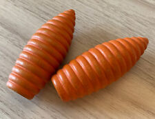 2 Zier-Endstücke aus Holz für Gardinenstange mit Ø 16 mm - retro