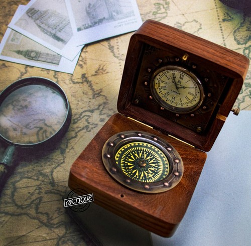 Vintage tisch uhr - antik, holz