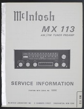 Original McIntosh MX113 Tuner  Vorverstärker Service Information / Manual