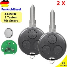 2X Funk Schlüssel Fernbedienung 433MHZ für SMART 450 Fortwo Cabrio City Coupe