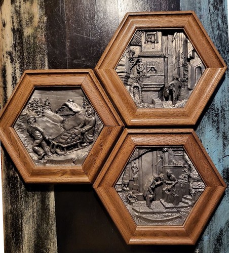 Vintage hexagon zinn relief - vintage, zinn-relief