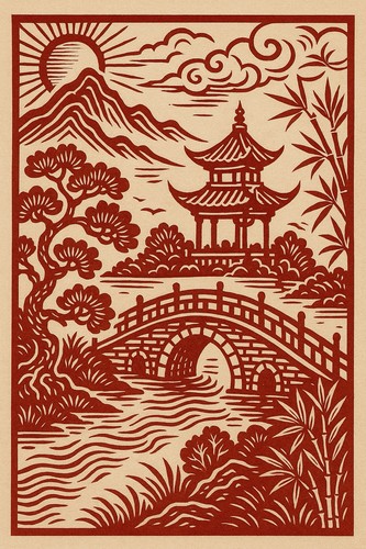 Chinesisch holzschnitt - chinesisch,