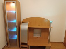 TV-Wand und Vitrine mit Beleuchtung