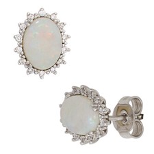 Große opal ohrstecker - opal, hell
