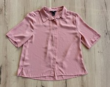 H&M Chiffon Tunika Bluse alt Rosa Rose Kurz Arm mit Knöpfen Gr. 34