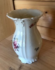 Klassische Porzellanvase mit Blumen-Dekor,  Rieber Porzellan 1950er
