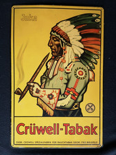 Crüwell - Tabak  Inka  altes Blechschild Bielefeld um 1933 - Indianer !