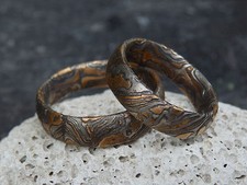 Trauringe Mokume Gane Rotgold