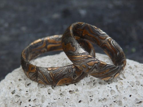 Trauringe mokume gane - mokume, rotgold