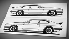 Ford Capri Turbo Sticker Silhouette Ford Capri MK2 Turbo Aufkleber Schwarz neu