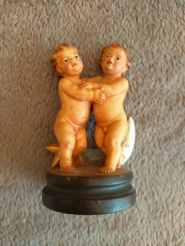 Holzfigur putten paar - holzfigur, putten-paar