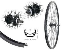 26 Zoll Hinterrad BE19 Disc 6Loch Schraubkranz Zahnkranz Schnellspanner schwarz