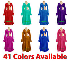 Satin Rock+Top Set Bauchtanz Krawatte Rüschen Kleid Flamenco Tribal Full Circle