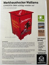 Werkhaus Hocker mit Walliams Gangsta Oma Motiv Sitzhocker,  Fotohocker NEU