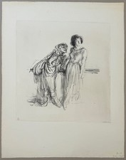 A. Paul Weber, Die Alte und das junge Mädchen, Lithographie, handsigniert