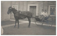 XX2746/ Kutsche Pferd Einspänner Frauen Foto AK ca. 1912