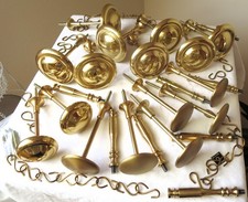 16Raffhalter mit Rosetten/massiv Messing,glanz u.matt/+Gardinenhak./+Zubeh./1A