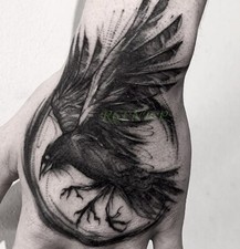 Temporäres Tattoo Rabe Krähe Vogel Muster Punk Einmal Bird Rockabilly