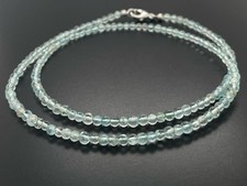 KETTE 925/- SILBER RHODINIERT MIT AQUAMARIN  SILBERZEIT SCHMUCKJAGD