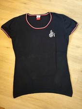1.FC Köln Damen T-Shirt Feinstrick-Optik D. Blau Retro Ringelbündchen 42 Baumw. 