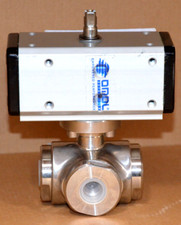 OMAL D451H003 Dreiwege-Kugelhahn 3/8" 40BAR Edelstahl pneumatischer Antrieb  NEU