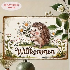 Blechschild Willkommen Igel